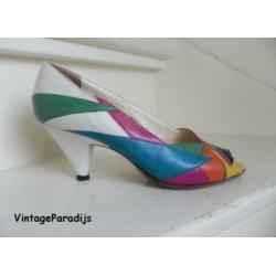 2306 VINTAGE Pietro di Roma peeptoe bonte pumps 36 37