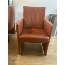 6 prachtige eetkamerstoelen leer cognac