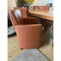 6 prachtige eetkamerstoelen leer cognac