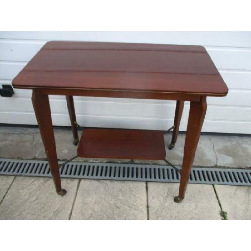 Vintage tafel televisietafel trolley serveertafel met wielen