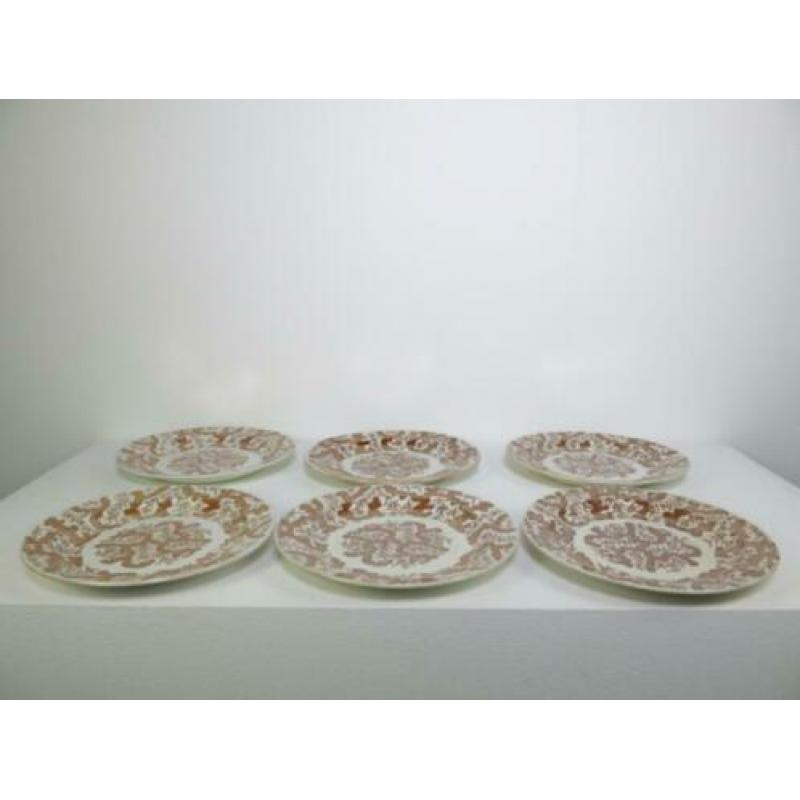 Set van 6 borden motief BATIK, 1893-1900 Petrus Regout,