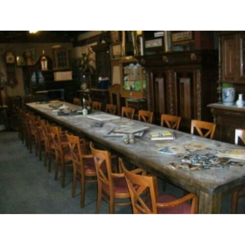 Lange houten eettafel, kloostertafel, grote tafel, Franse ta