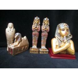 5 Egyptische Beeldjes w.o. Toetanchamon Tut en Sphinx