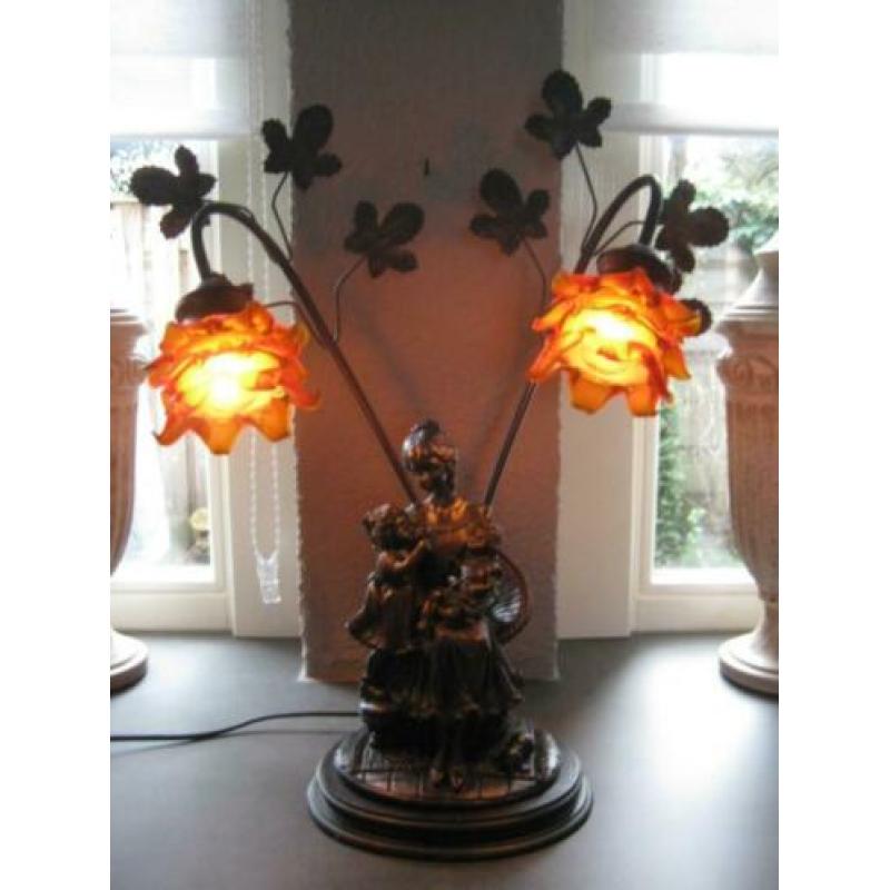 messing olielamp, 54 cm hoog