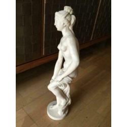 vintage sculptuur beeldje vrouw standbeeld albast 55 cm