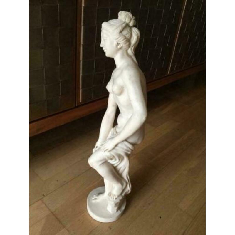 vintage sculptuur beeldje vrouw standbeeld albast 55 cm