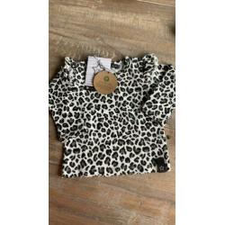 Your wishes Leopard camo ruffle schouder top 62/68 nieuw