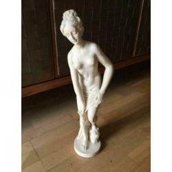 vintage sculptuur beeldje vrouw standbeeld albast 55 cm