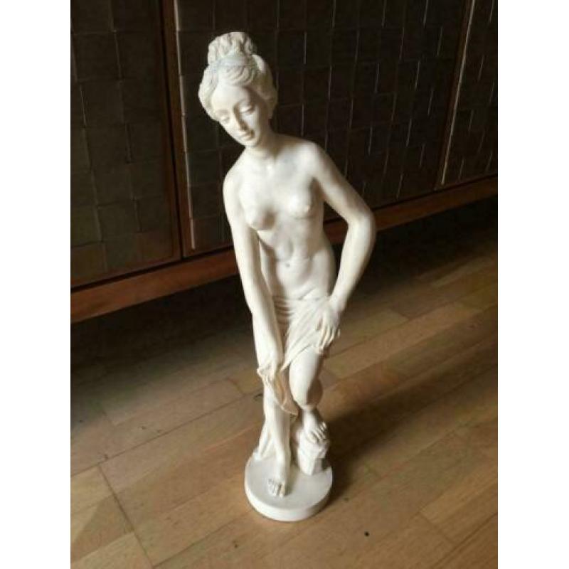 vintage sculptuur beeldje vrouw standbeeld albast 55 cm