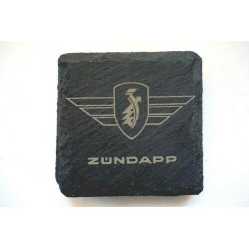 4 Leisteen onderzetters met ingegraveerd Zundapp logo