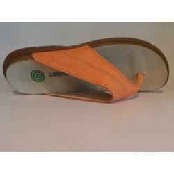 Oranje leren teenslipper 37