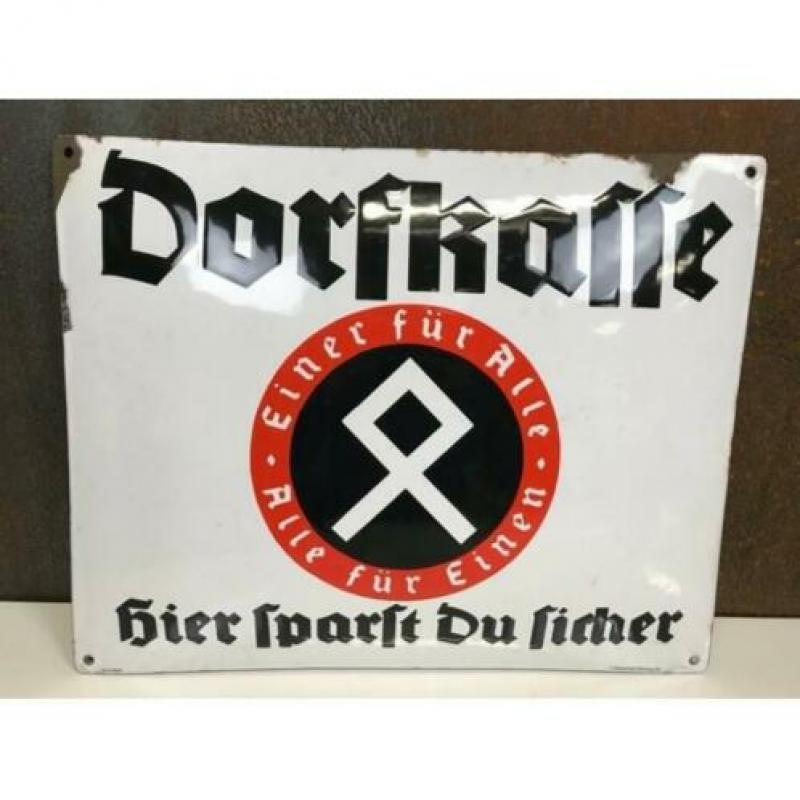 Emaillebord "Dorfkasse - hier sparst Du sicher"