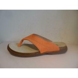 Oranje leren teenslipper 37