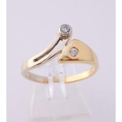 18 karaat Gouden Dames Ring met 2 grote Diamanten 0.15 crt