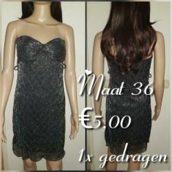 Strapless jurk zwart maat 36 z.g.a.n *meer kleding te koop *