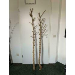 2x decoratie bamboe-stam decoratieve boomstam