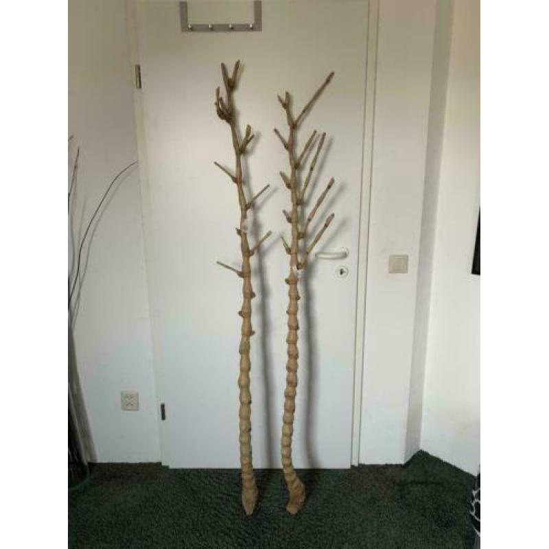 2x decoratie bamboe-stam decoratieve boomstam